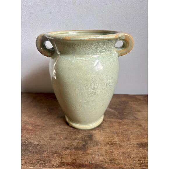 Vintage Hand Thrown Ceramic Celadon Vase | Art Pottery | Light Green Pottery - Picture 3 of 7